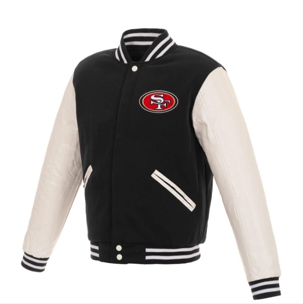 Brand JH Designs 49ers reversible varsity jacket.